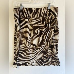 CHICO’S ZEBRA PRINT (BROWNS/CREAMS) WOMEN’S SKIRT  SIZE 2
